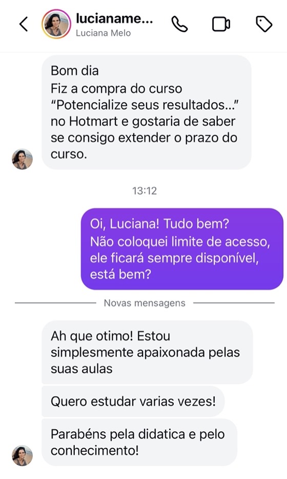 Depoimento de Luciana Melo: apaixonada pelas aulas, quero estudar várias vezes
